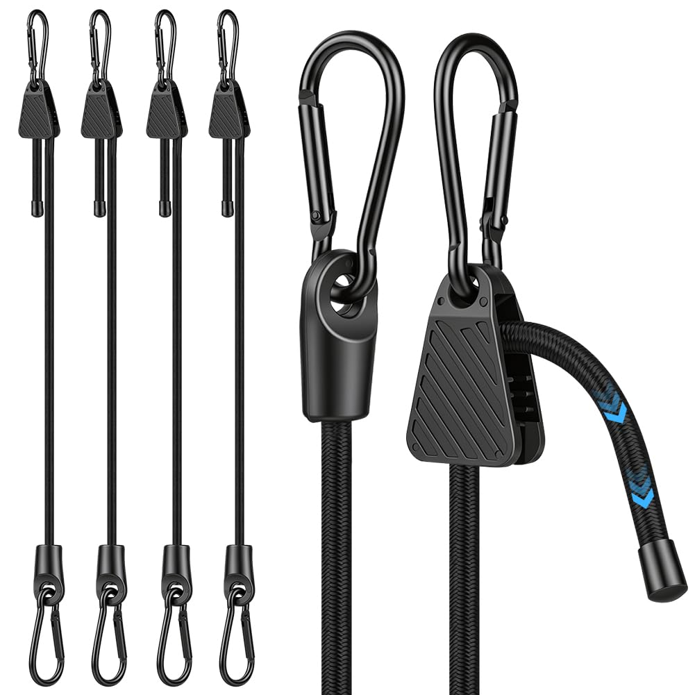 NUTKIT 30cm Bungee Cords with Hooks, 4PCS Adjustable Bungee Cords