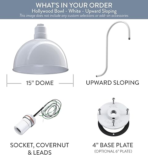 Miniatura 7 de Steel Lighting Co.  Del atardecer al amanecer  Luz de cuenco de Hollywood  Montada en la pared al aire libre  Cúpula de cuenco de 15 pulgadas