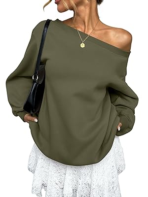 Womens Fleece Lined Sweatshirt Off Shoulder Long Sleeve Pullover Top Oversized Shirt Basic Slouchy Clothes 2026