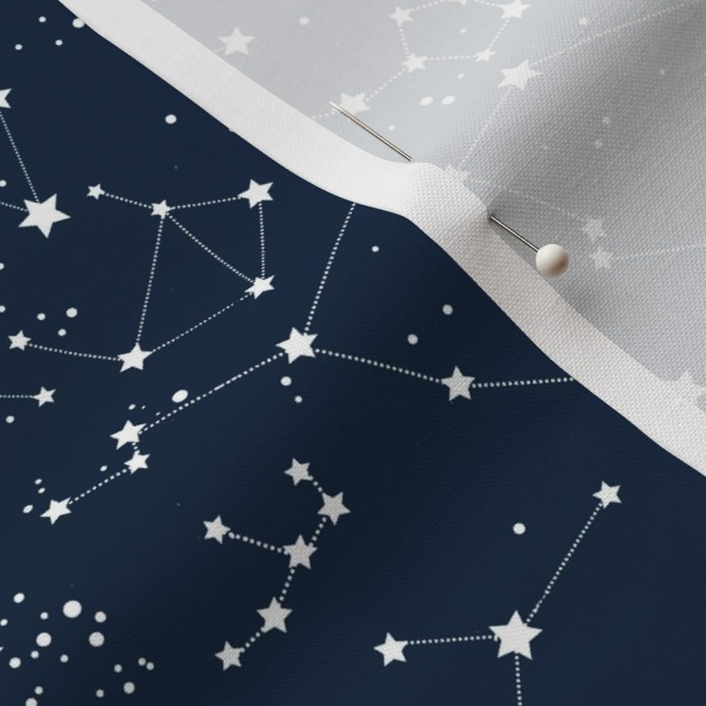 Spoonflower Fabric - Blue Constellations Space Stars Astronomy Zodiac Sign Galxie Printed on Petal Signature Cotton Fabric by The Yard - Sewing Quilting Apparel Crafts Decor