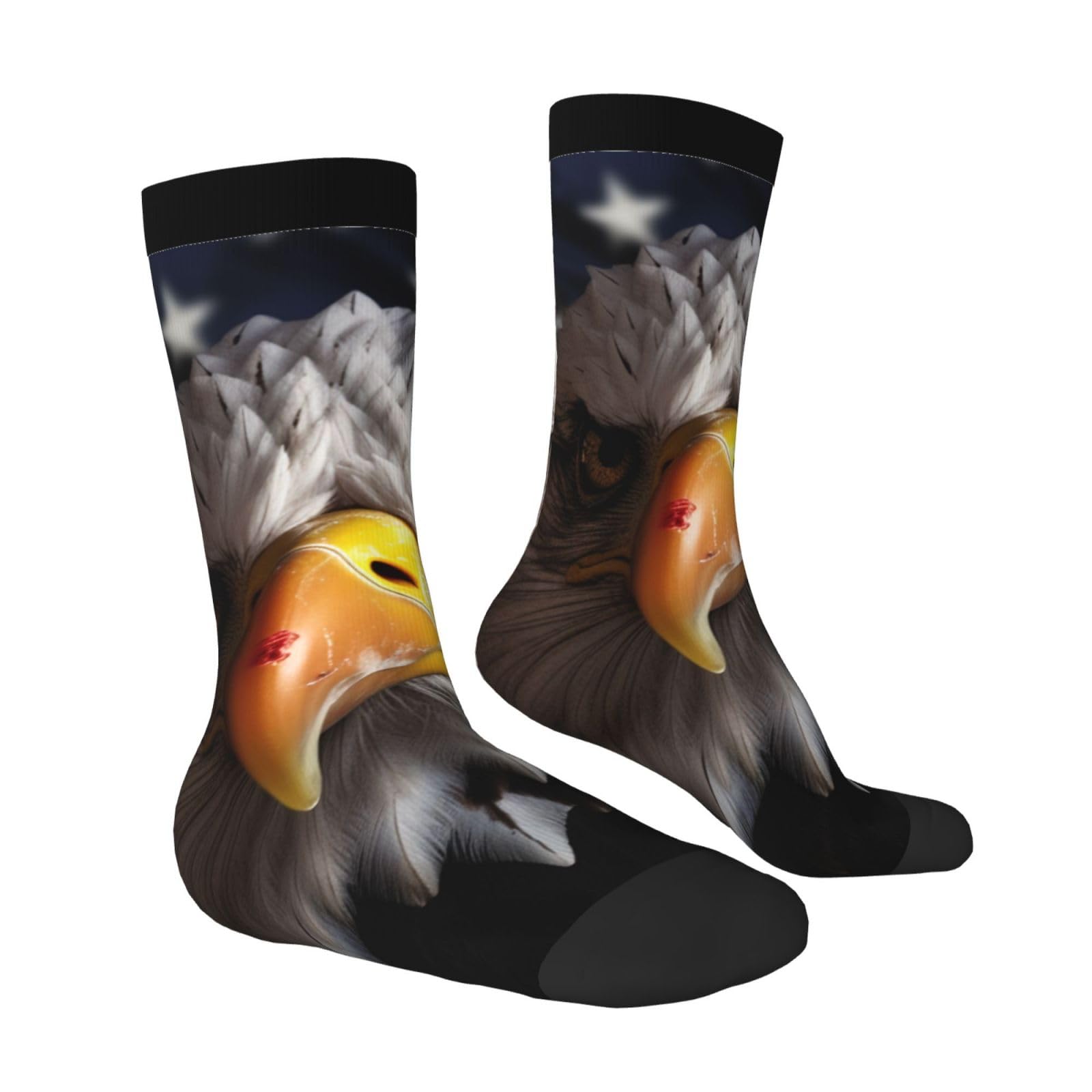 LZQPOEAS America Flag and Eagle Athletic Socks Unisex Cushioned Crew Socks Hiking Running Calf Sock Soft Above Ankle Sock