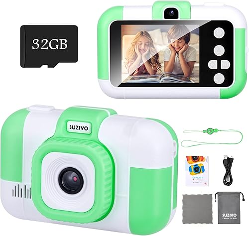 SUZIYO Cámara de video para niños, los mejores regalos de Navidad para niños, videocámara digital selfie 1080P doble lente 2.4 pulgadas HD para