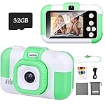 SUZIYO Kids Video Camera, Best Christmas Birthday Gifts Toys for Children, Toddlers Selfie Digital Camcorder 1080P Dual Lens 2.4 Inch HD for Age 3-8 Years Old Boys Girls with 32G SD Card, Green