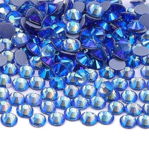 Strass ronds en verre transparent AB à dos plat pour customisation de vêtements - 2
