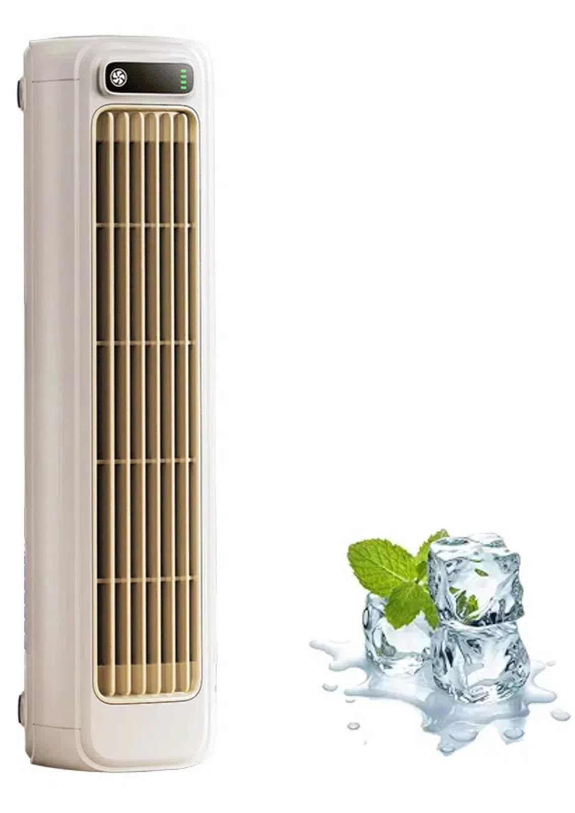 Rafraîchisseur D'Air Portable Sherum Rechargeable - Ventilateur Sans Pale 3 Vitesses, Silencieux, Gris + Beige - Bureau, Chambre, Extérieur