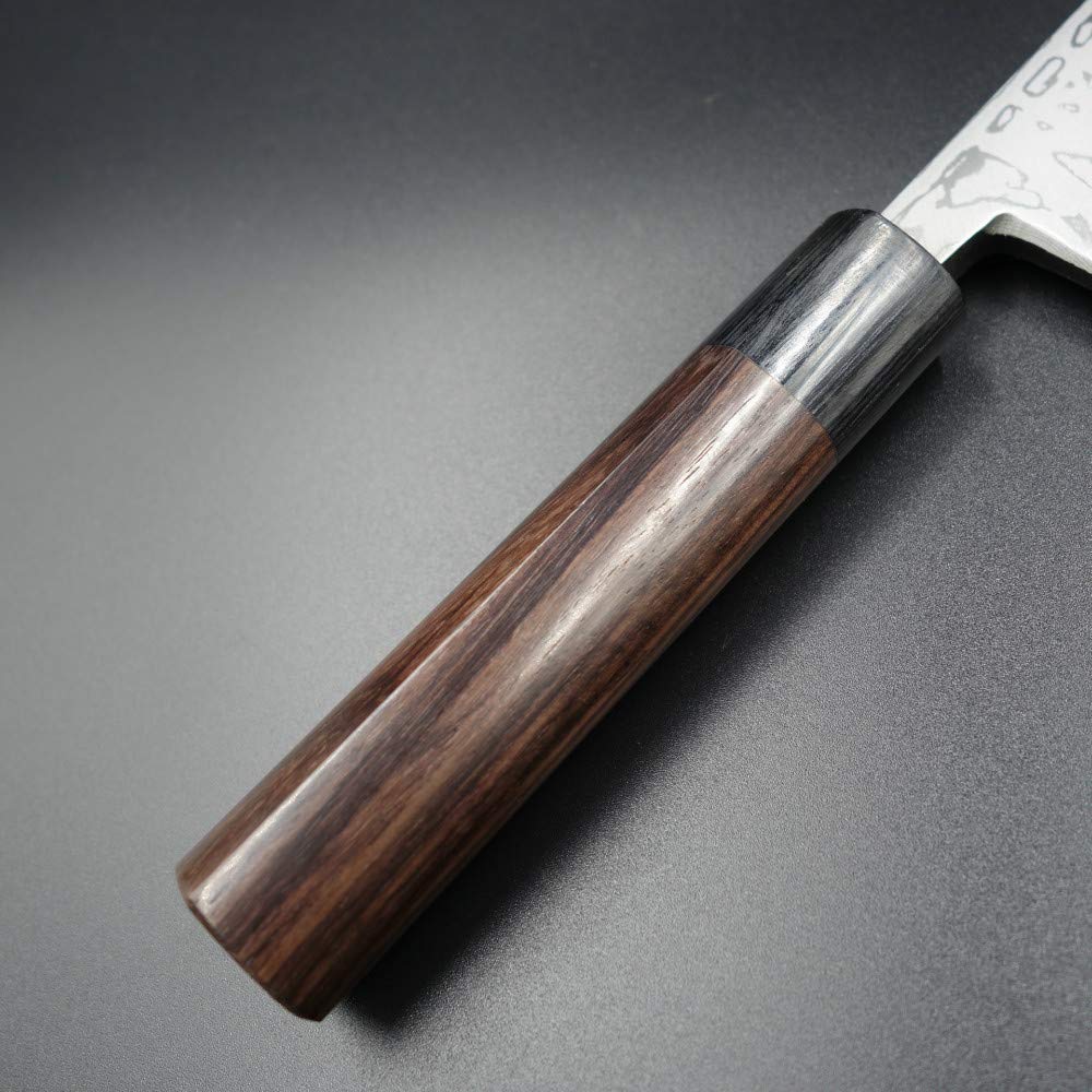 仙助 包丁 出刃 ダマスカス 安来鋼白紙２号 150mm 紫檀シノギ柄 仙助 包丁 出刃 ダマスカス 安来鋼白紙2号 150mm 紫檀シノギ柄