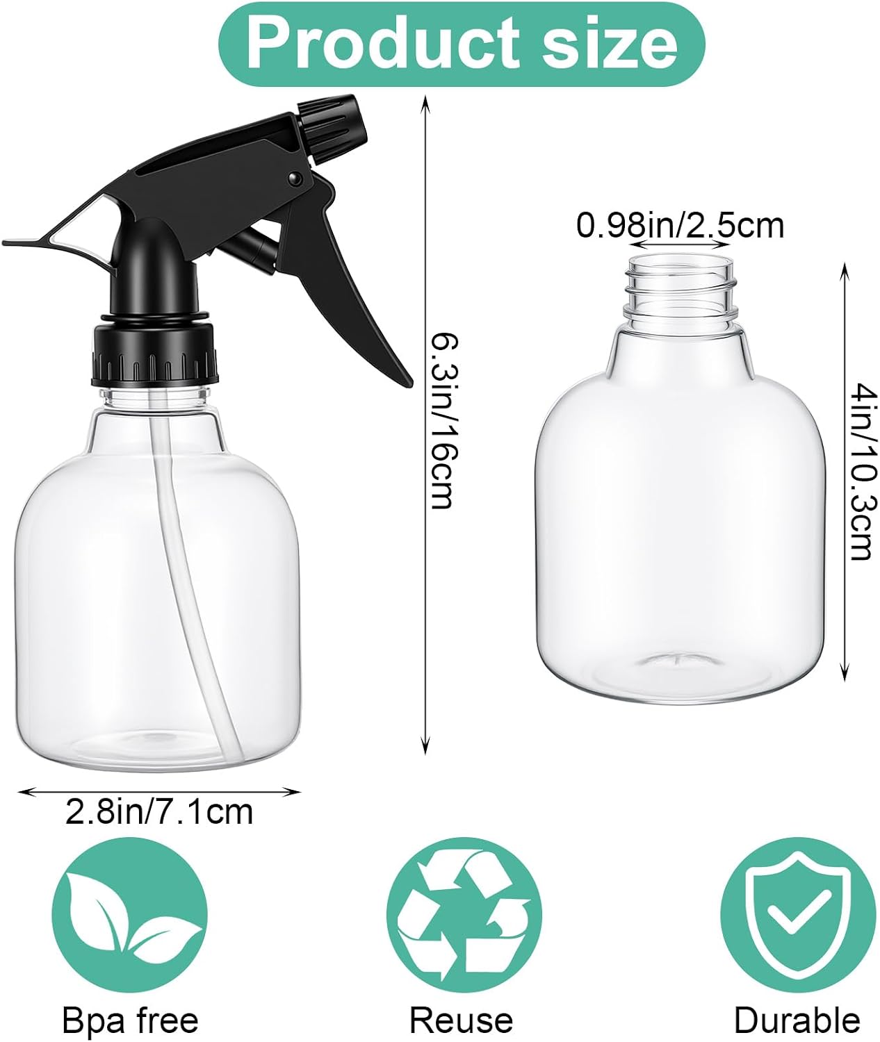 20 Pack 8 oz Small PET Spray Bottles Clear Empty With Adjustable Nozzle
