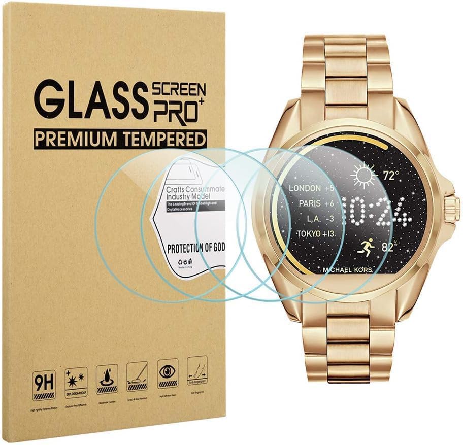 Miniatura 2 de Paquete de 4 protectores de pantalla para Michael Kors Bradshaw, película protectora de pantalla de vidrio templado de dureza 2.5D 9H antiarañazos
