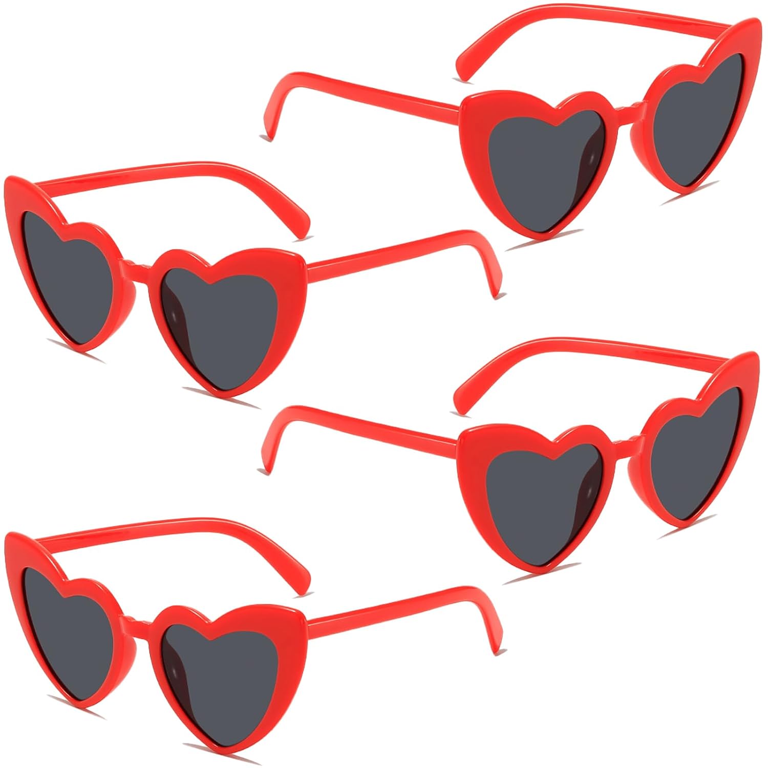 Heart Sunglasses for Women Trendy Cat Eye Love Shaped Sunglasses Vintage Lovely Retro Cute Sun Glasses 4 Pcs