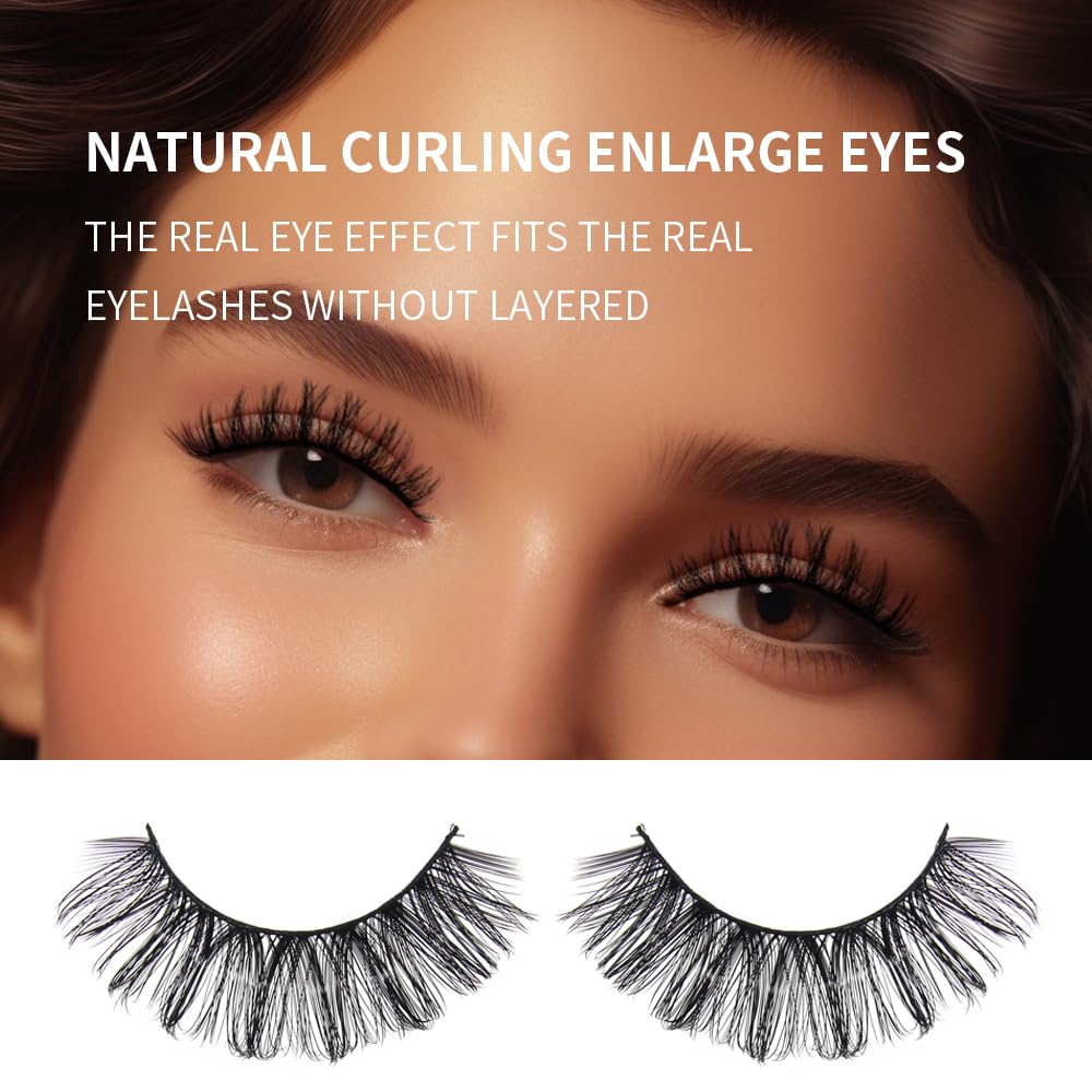 AKARA Ciglia Finte Naturali 7 Paia Russian Volume Ciglia Finte Russian Strip Ciglia Finte False Eyelashes Visone Artificiale Ciglia(Russian-R04)