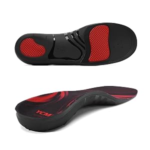 YCMM Heavy-Duty Orthotic Insoles for Plantar Fasciitis Relief 1 4-Inch High Arch Support Flat Feet Work Boot Shoe