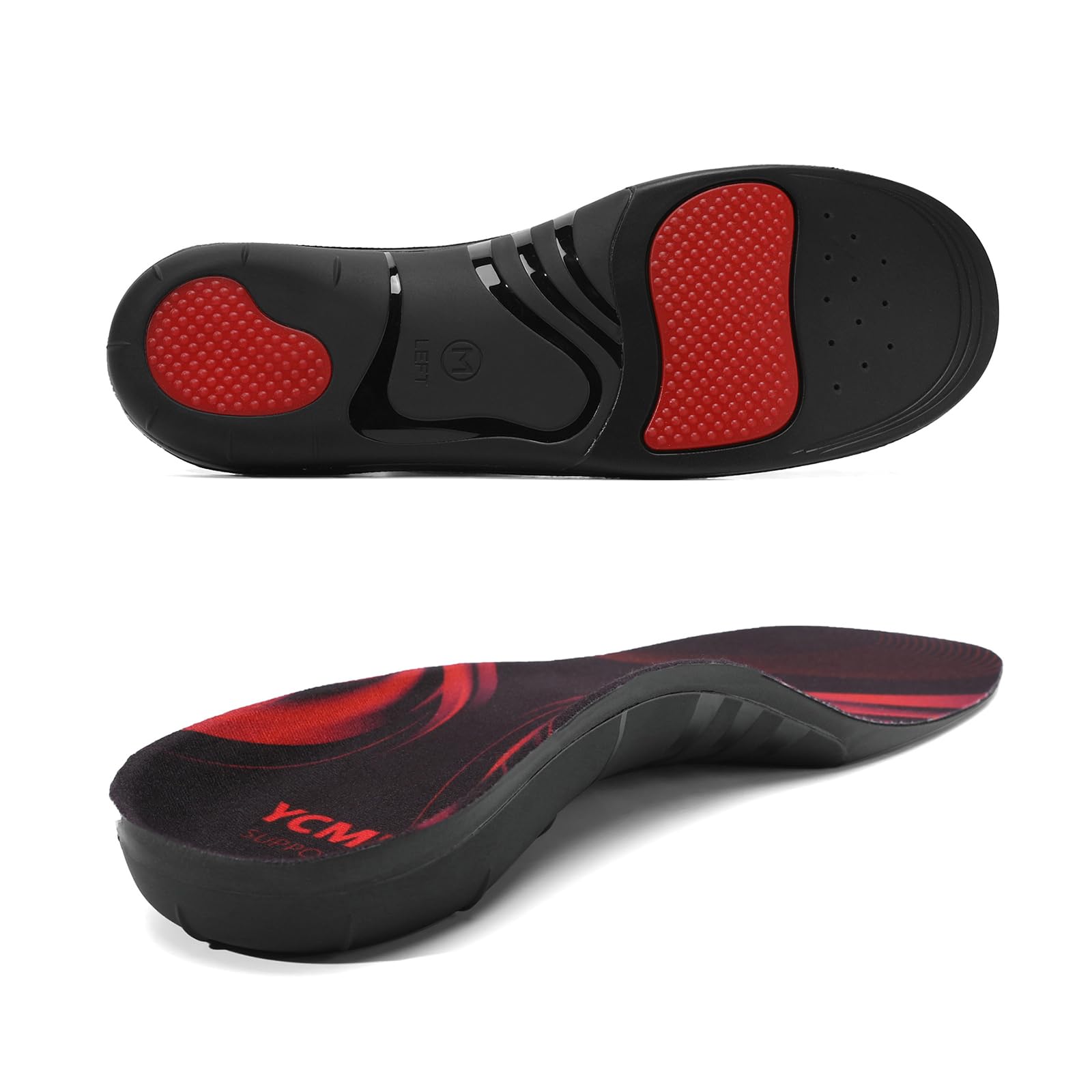 YCMM Heavy-Duty Orthotic Insoles for Plantar Fasciitis Relief 220+ lbs 1.4-Inch High Arch Support Flat Feet Work Boot Shoe Shoe Inserts for Men Women