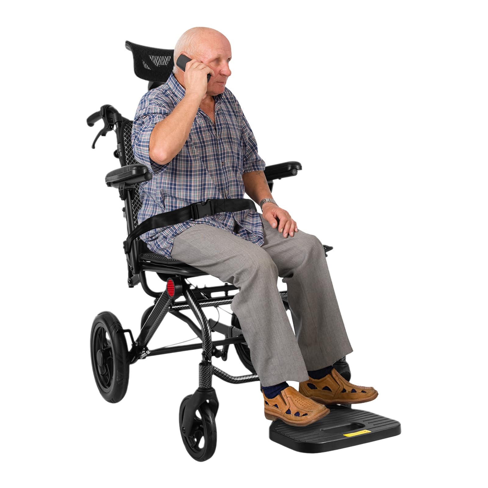 Lightweight Reclining Wheelchairs,Adult Reclining Wheelchair Reclines 90° to 175°,Folding Transport Wheelchair for Seniors with Adjustable headrest