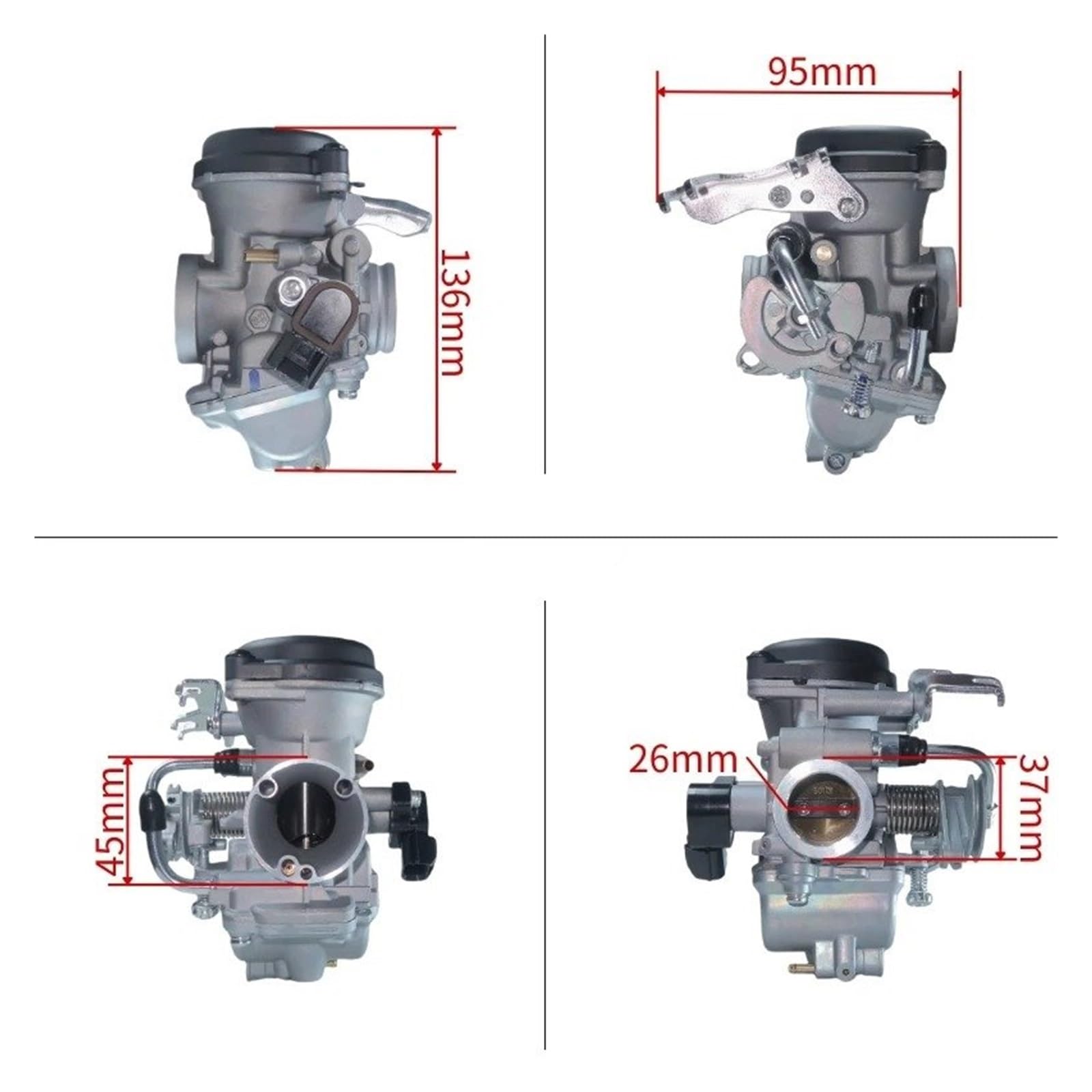 Motosierra Carburador Carburador Motocicleta 26mm Para Fz16 Para Byson 150 Para Fazer Para V1 Para Fzs Para Bajaj Para Televisores Vehículo Todoterreno 2 Tiempos(Single line)