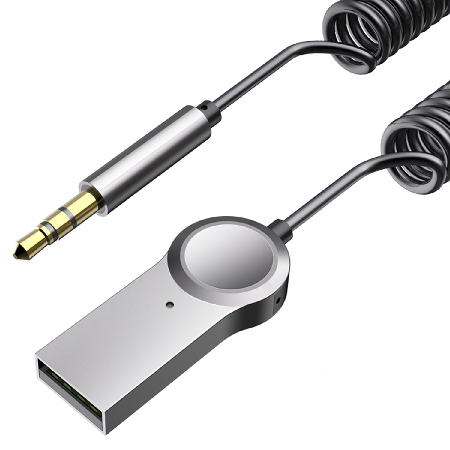 Azonee Aux to Bluetooth 5.1 Adapter, High Resolution Wireless Audio Bluetooth 5.1 Adapter with Audiophile USB DAC 3.5mm AUX for Car/Home Stereo Hi Res Music Streaming, No Charging Needed