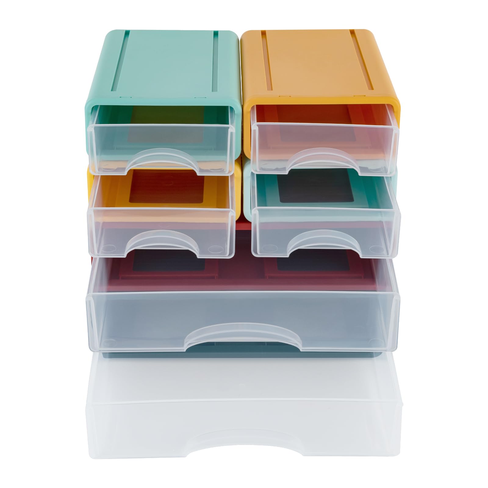 Boîte de rangement de bureau à 6 tiroirs en plastique empilable pour documents, fournitures de bureau, bijoux, cosmétiques, maison et bureau, boîte de rangement de bureau DIY (multicolore)