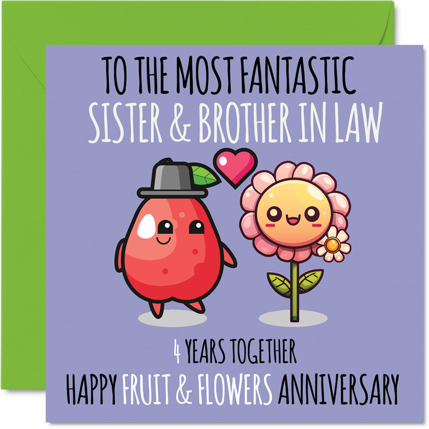 Cute Linen Anniversary Card for Sister & Brother In Law - 4 Years Together - Happy 4th Wedding Anniversary Cards for Brother In Law Sister, 145mm Greeting Cards Anniversaries