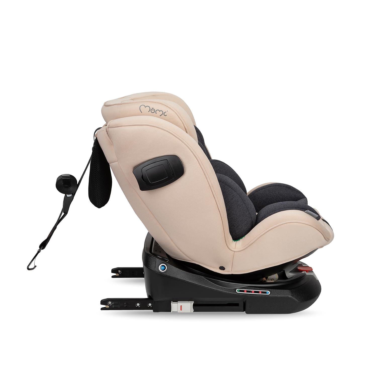 MoMi Autositz für Kinder EMI 0-12 Jahre (Gruppe 0+, 1, 2, 3, 3, Kinder bis 36 kg, 40 bis 150 cm), 360° drehbar, Einbau rückwärts: bis 18 kg, vorwärts: ab 18 kg, Befestigung mit ISOFIX und Top-Tether