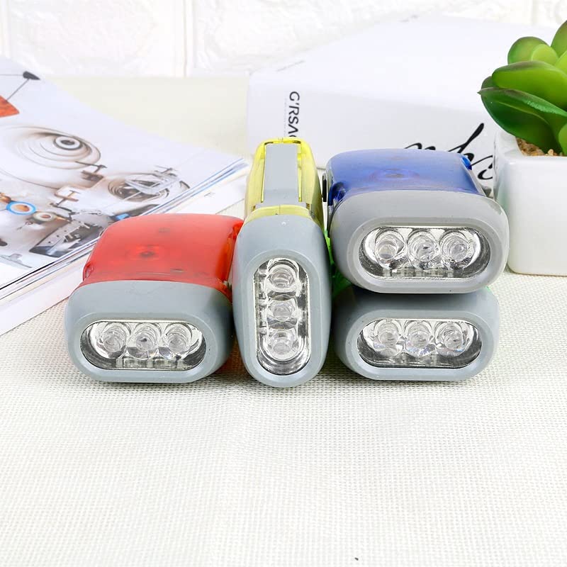 Lampe Torche Dynamo à Pression Manuelle – Sans Pile, 3 LED, ABS, Résiste à La Bruine – Pour Camping, Randonnée, Urgence – Bleue