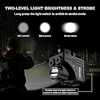 Vista 3 de Combo de luz láser roja verde púrpura azul, linterna táctica de 800 lúmenes con mira láser, batería recargable USB incorporada, haces de luz láser