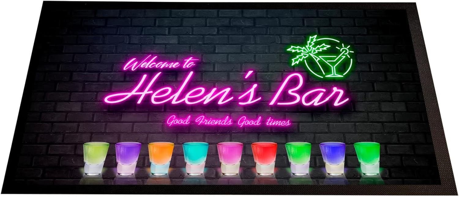 Personalised Bar Runner Mat - Neon Shots, cocktail bar mat, home bar accessories