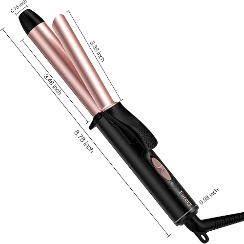 Miniatura 7 de FARERY Mini rizador de pelo de cerámica para cabello corto, rizador de viaje de 34 pulgadas de doble voltaje, mini rizador de tamaño de viaje con