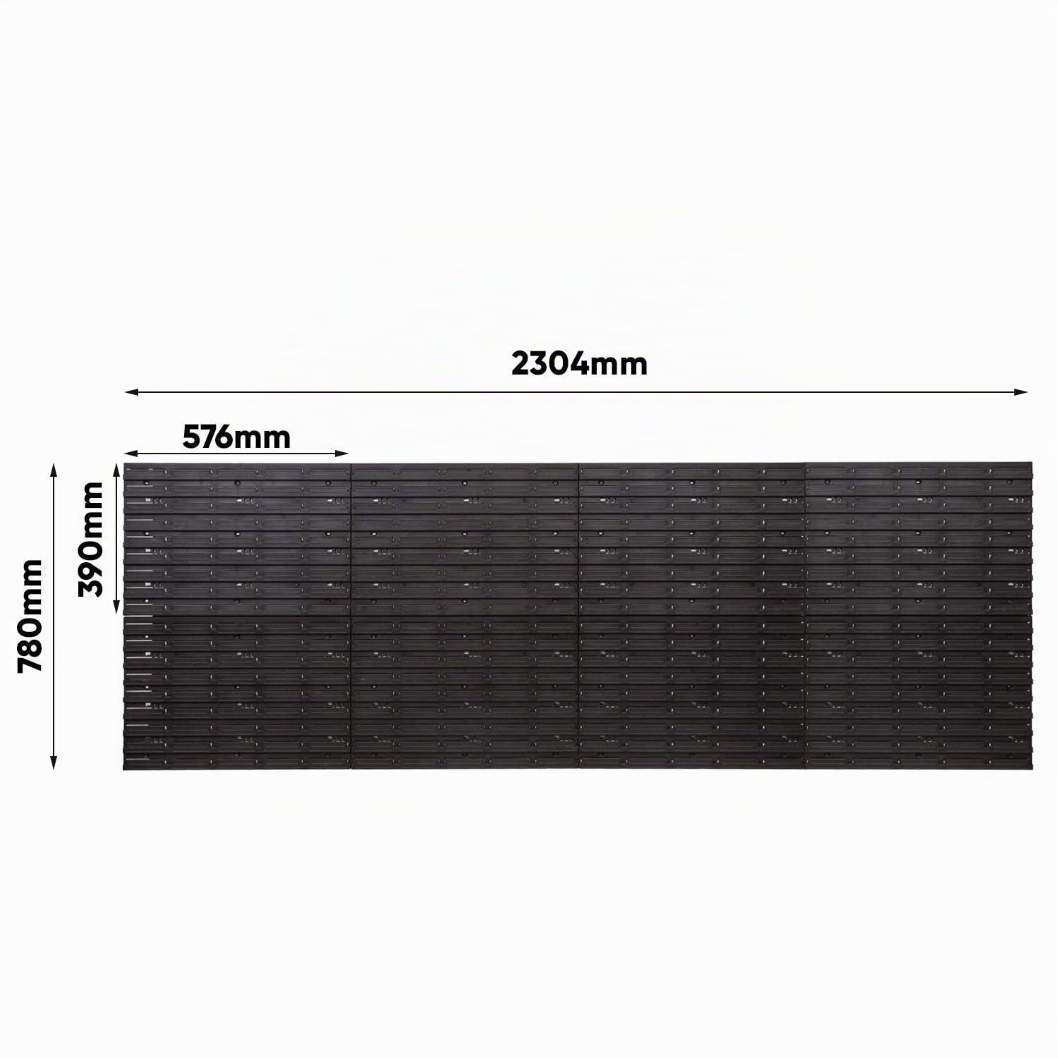 PAFEN Système de rangement mural à outils 2308 x 780 mm – Lot de porte-outils et 84 boîtes empilables noires – Étagère murale d'atelier murale perforée – Boîtes de rangement