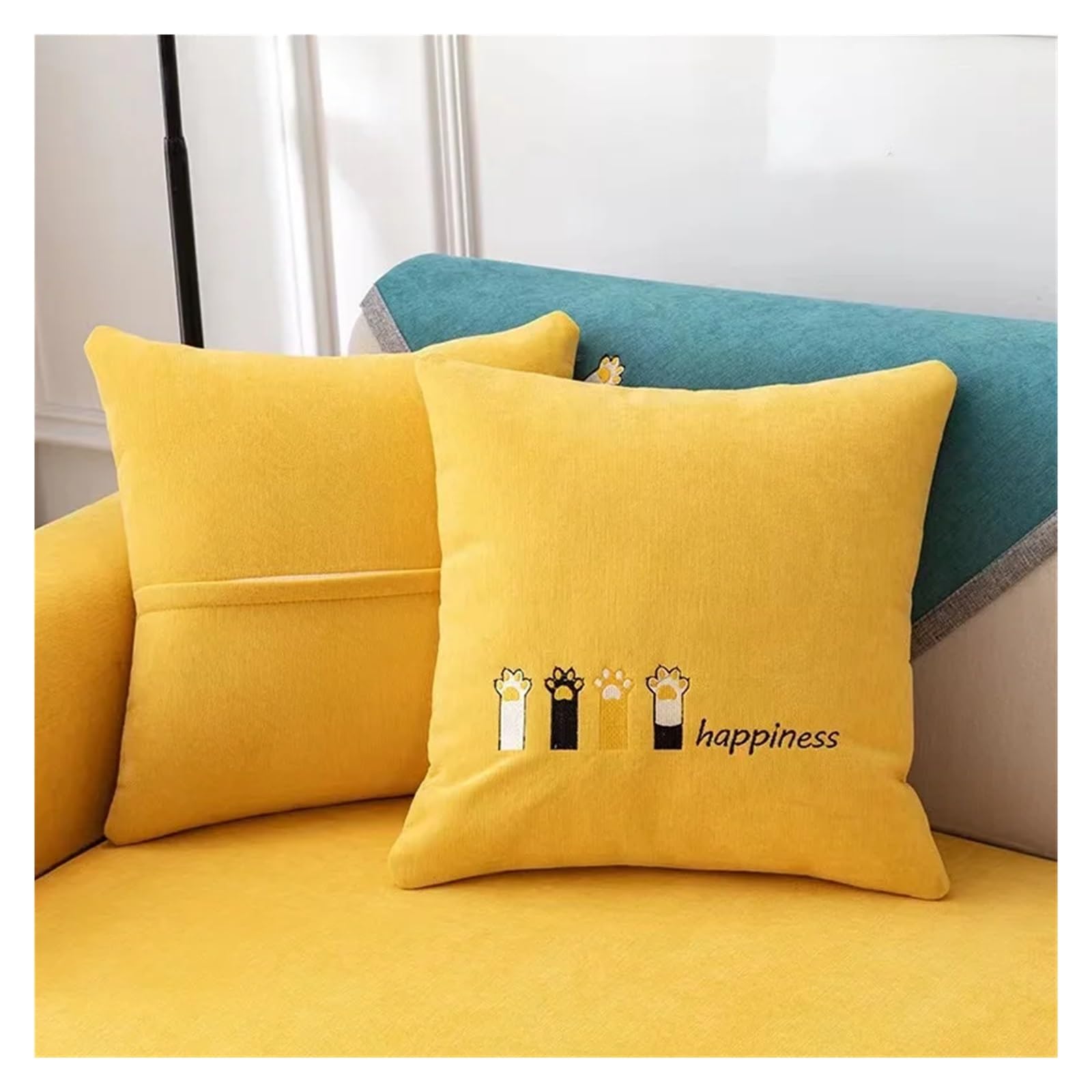 Copridivano Ciniglia Copridivano universale in morbida ciniglia ricamata, copridivano antigraffio, antiscivolo for soggiorno per il Soggiorno(Yellow,70x150cm 1pc)