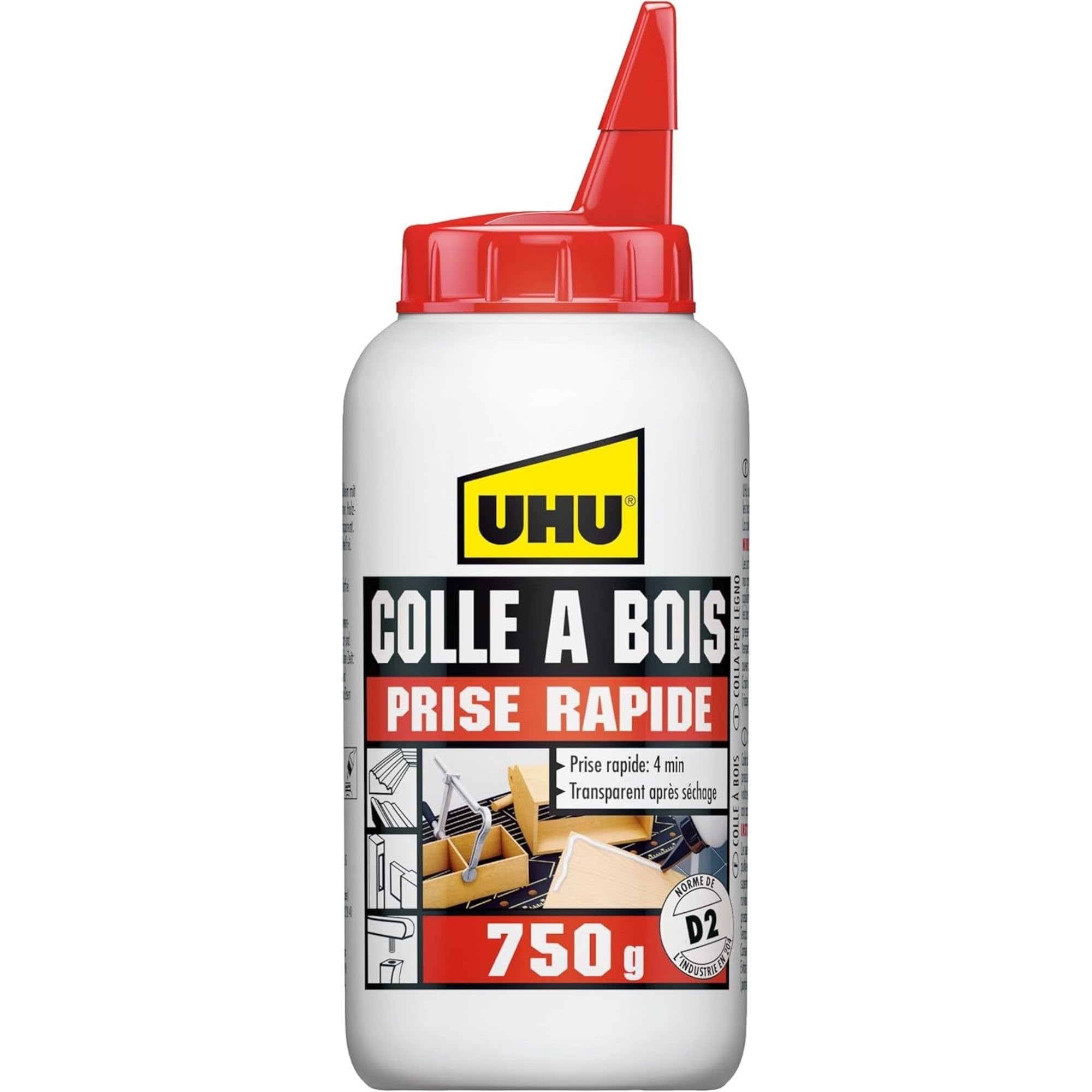 UHU Colle à Bois Express- Colle Bois Vinylique Extra Forte et Séchage