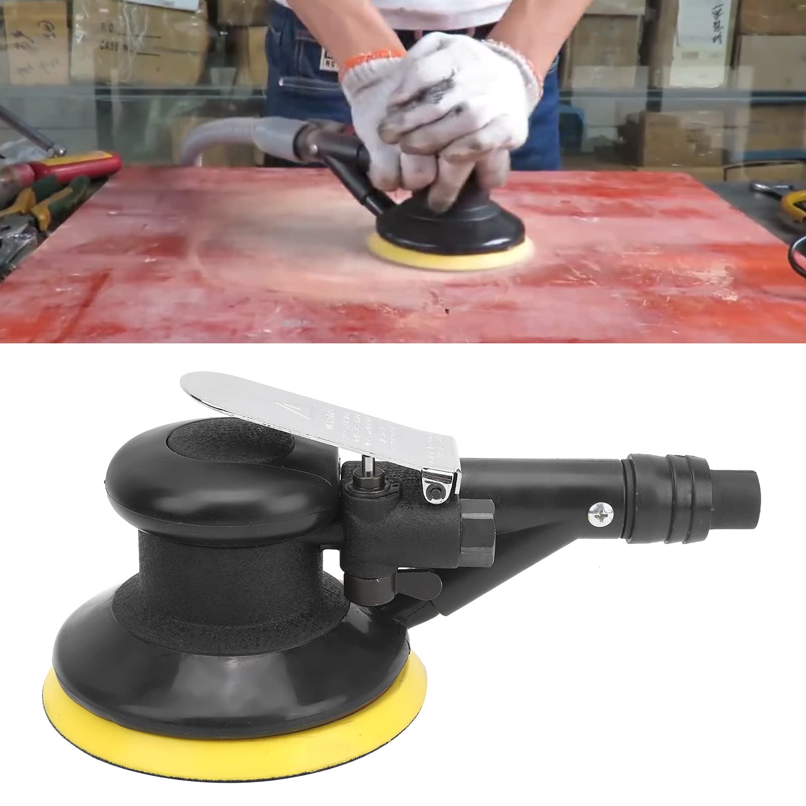 Pulidora neumática SustVita, lijadora de disco de consumo de aire de 125 mm, chasis de 5 pulgadas, 12 CFM, herramienta de mano para pulir paredes de madera y materiales de mármol