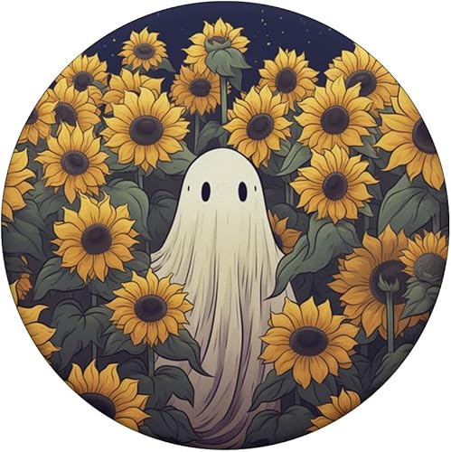 Miniatura 3 de Patrón vintage de girasol fantasma lindo Halloween floral jardín PopSockets PopGrip estándar