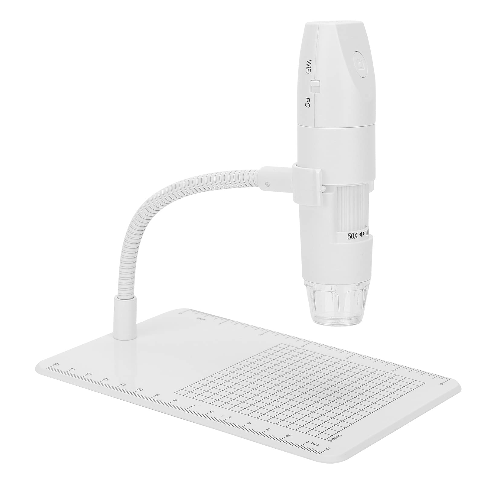 Drahtloses Digitales Mikroskop ABS USB-Mikroskop 1080P 50 Bis 1000X mit WiFi USB 8 LED Manueller Fokus für Elektronische Reparatur Schmuckinspektion Studenten Lehrforschung (White)