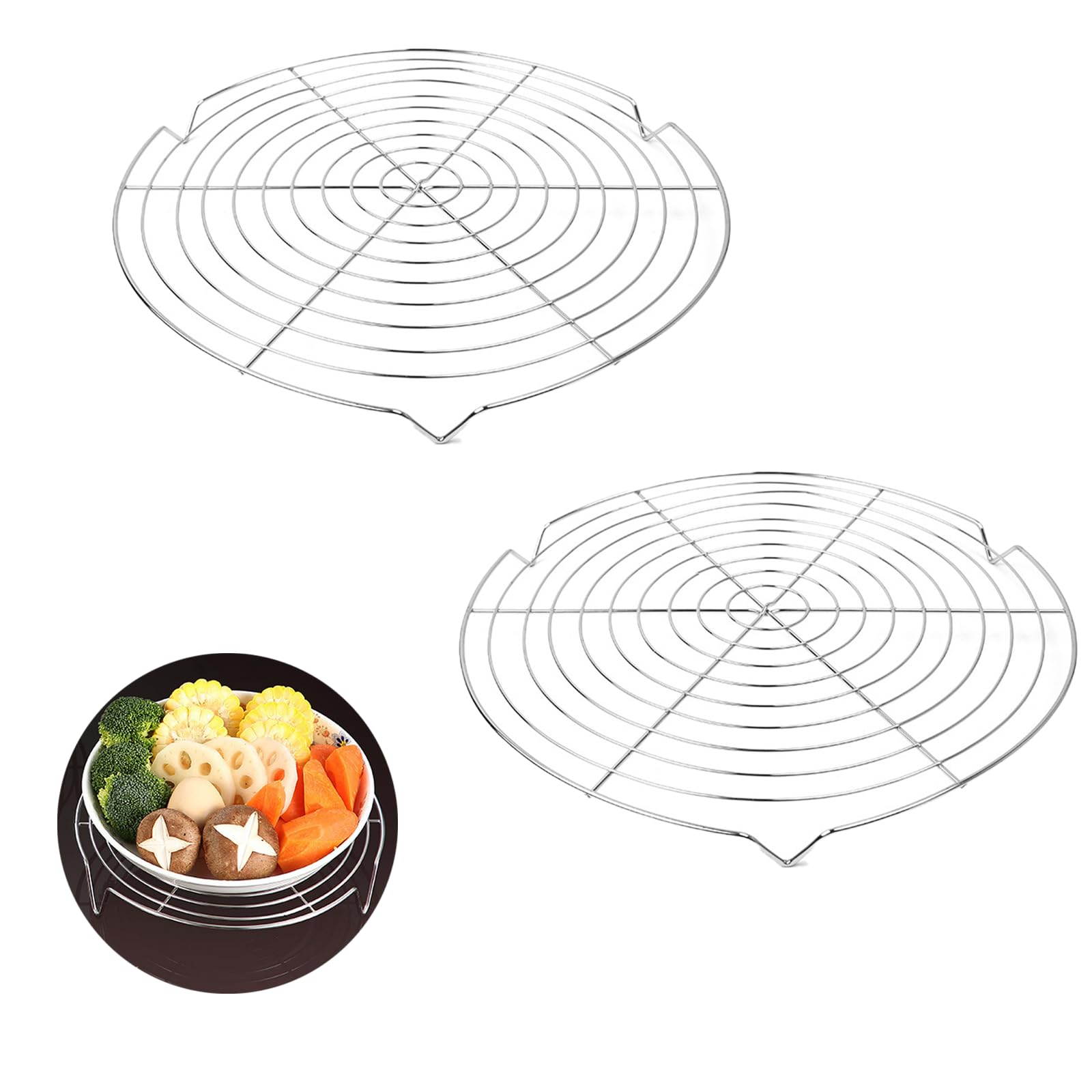 Grille de Refroidissement Ronde 2 Pièces pour Gâteau Argent