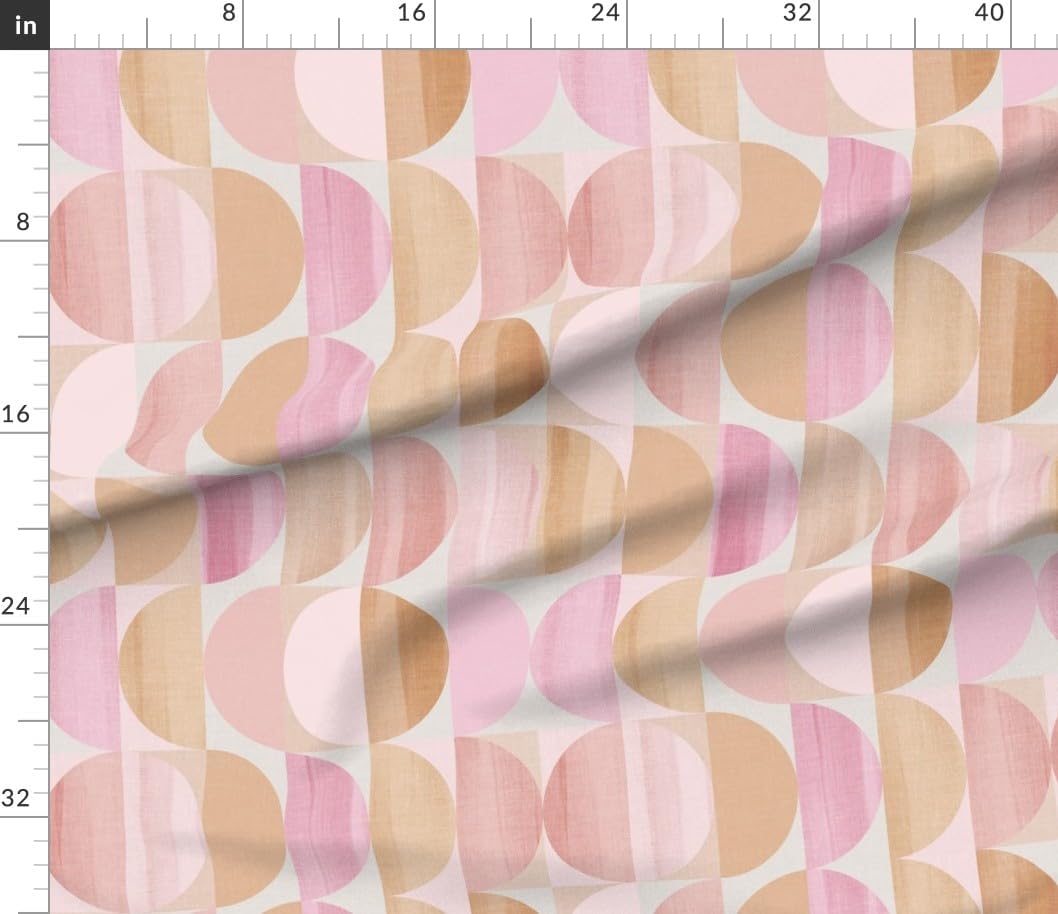 Spoonflower Fabric - Midcentury Geometric Boho Pastel Elegant Pink Tan Blush Terra Cotta Printed on Petal Cotton Fabric Fat Quarter - Sewing Quilting Apparel Crafts Decor