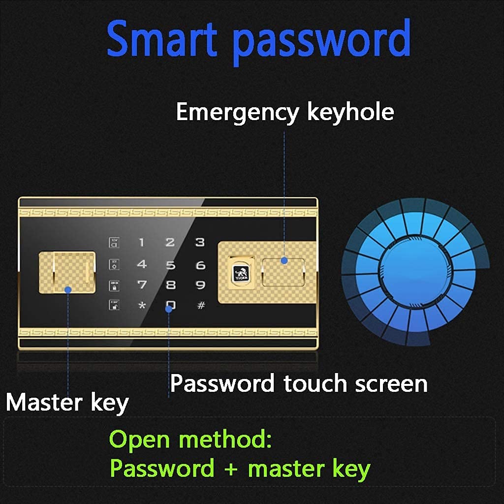 strongbox Cassaforte e ignifugo impermeabile di sicurezza armadio digitale sicuro elettronico con password di impronte digitali doppio allarme di sicurezza adatto per casa ufficio grande capacità