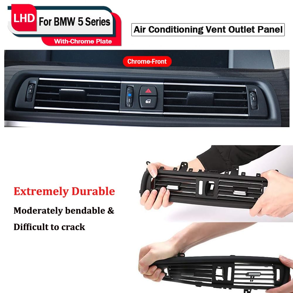 Griglia dell'aria anteriore di ricambio per B-MW serie 5, per prese d'aria centralizzate e ventilazione CA 520 523 525 528 530 535 550 F10 F11 F18 2010-2016 (Nero - con Cromo)