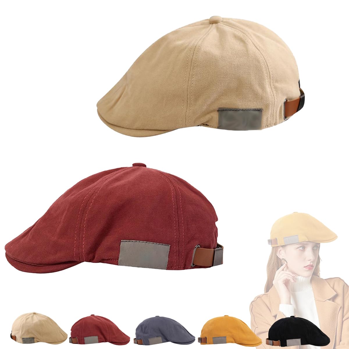 Gorra Retro Vintage de Boina de Calle, Boina Ajustable Plana, Sombrero Retro Unisex, Sombrero de Vendedor de periódicos para Uso en la Calle
