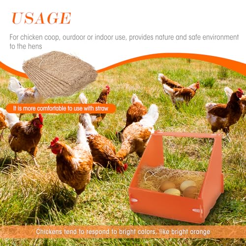 Touri 3 Pack Durable Chicken Nesting Boxes for Laying Eggs for Hens Ducks and Poultry, Orange - Image 4