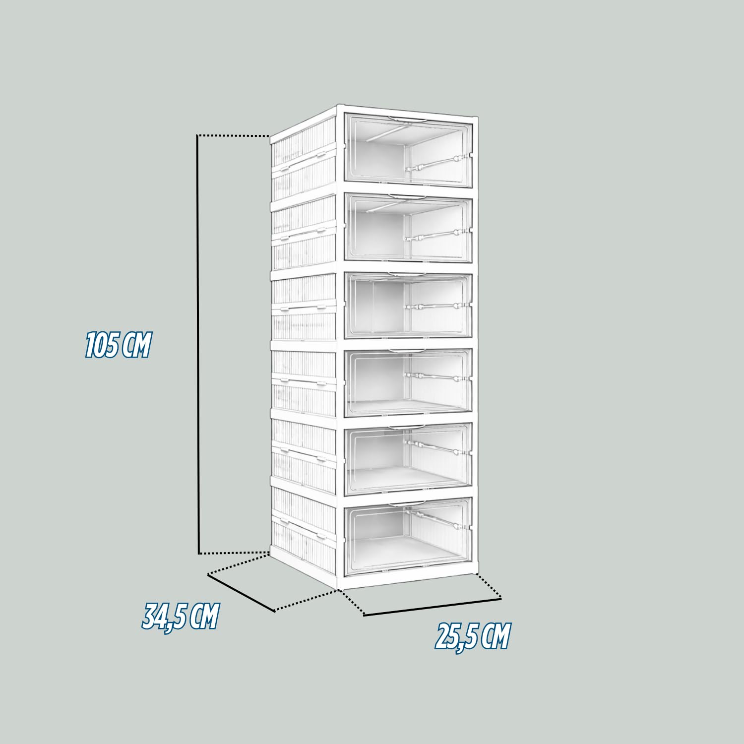 Porta Scarpe Verticale Impilabili Pieghevole Scatole Trasparenti 6 Box Salvaspazio Apertura Frontale Organizzatore PortaScarpe in Plastica Contenitori Traspiranti Scarpiera Sneakers