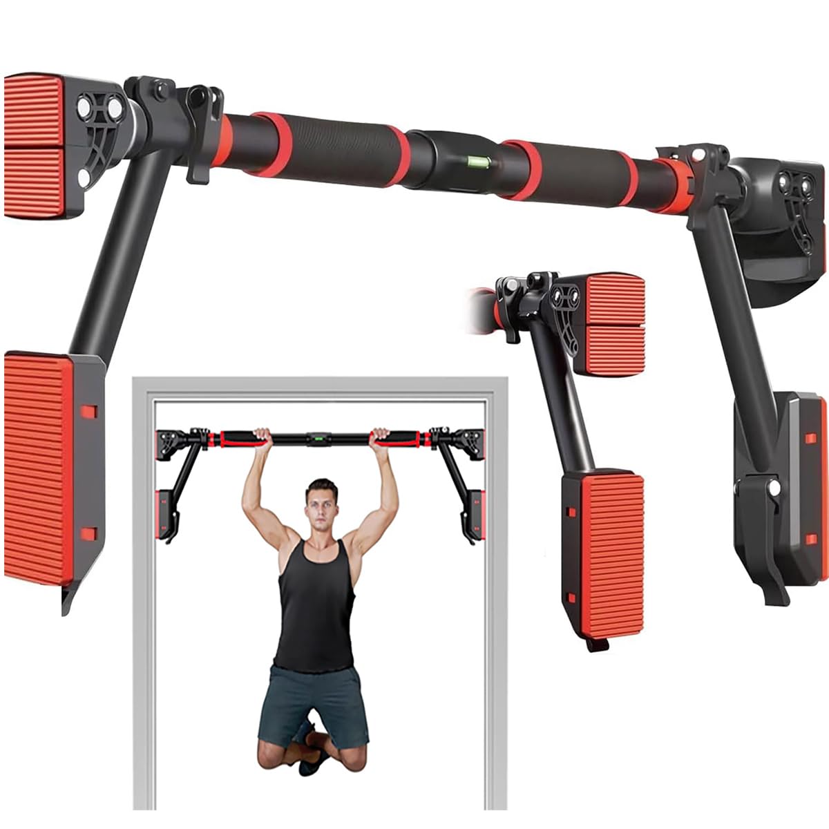Pull Up Bar for Doorway, Upper Body Workout Bars, Width Adjustable Chin Up Bar-No Screw, Multi-Functional Suitable for Home Gym Fitness Exercises