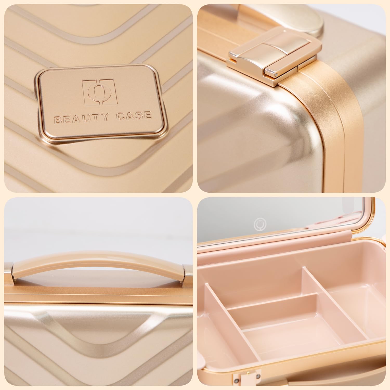 Trousse de Maquillage de Voyage avec Miroir éclairé, 3 Couleurs, Organisateur de cosmétiques, luminosité réglable, boîte de Rangement Portable pour pinceaux de