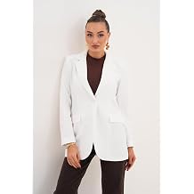 Kad n Keten Ceket Tek D me Vatkal  Omuz Blazer