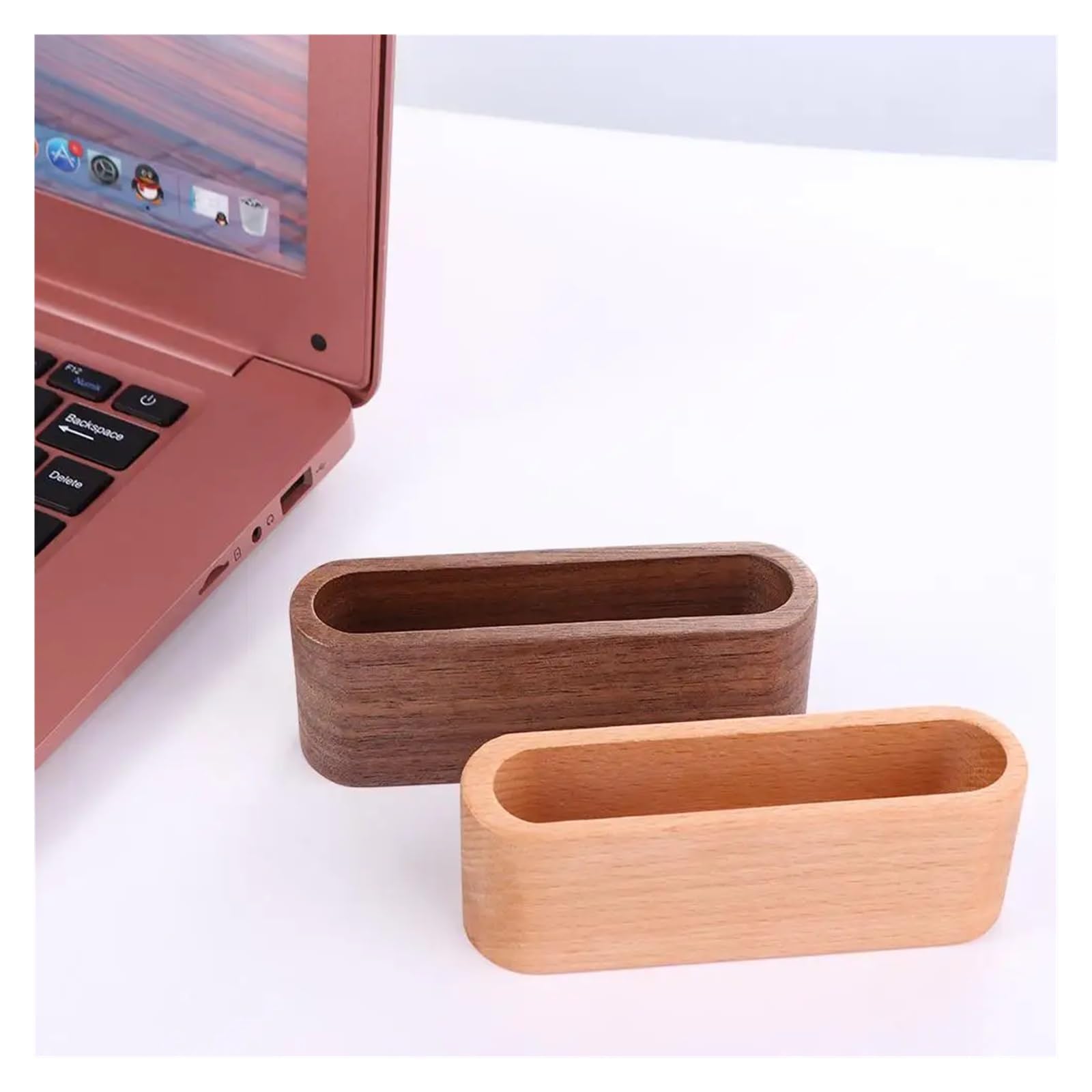 8 soportes para tarjetas de visita de madera natural para almacenamiento de escritorio, organizador de tarjetas de visita (nogal negro)