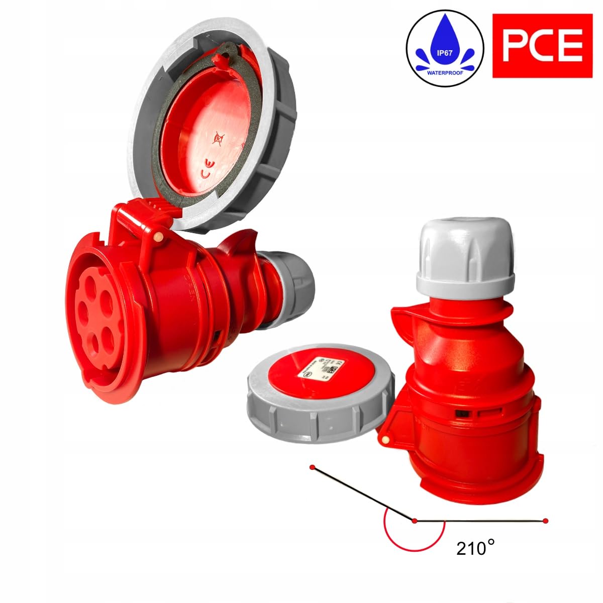 CEE IP44 - Prolunga elettrica in gomma (H07BQ-F 5g4 32A IP67, 45 metri)