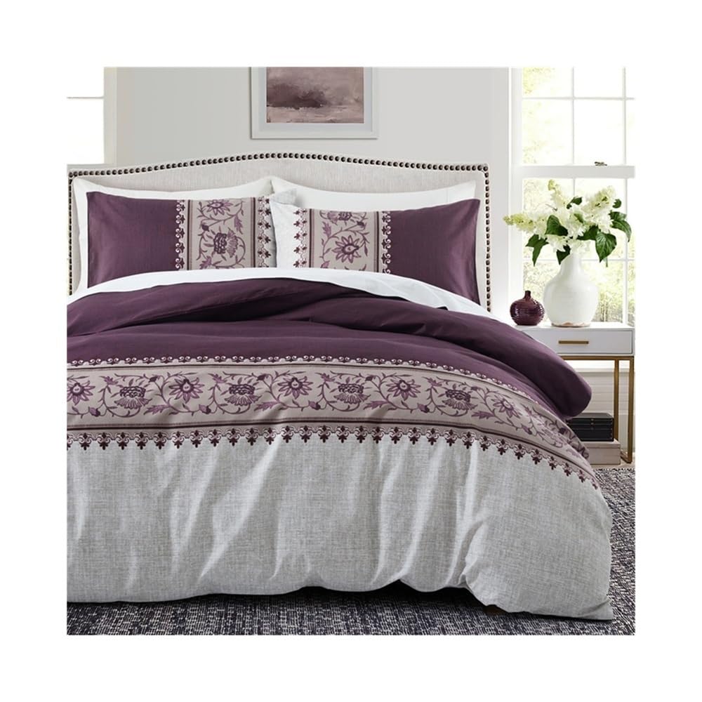VHKJewE Luxury Boho Duvet Cover Set 2/3 Pieces Retro Reversible Soft Comforter with Zipper Ties Bedding Set(Purple,US Queen(229x229cm))