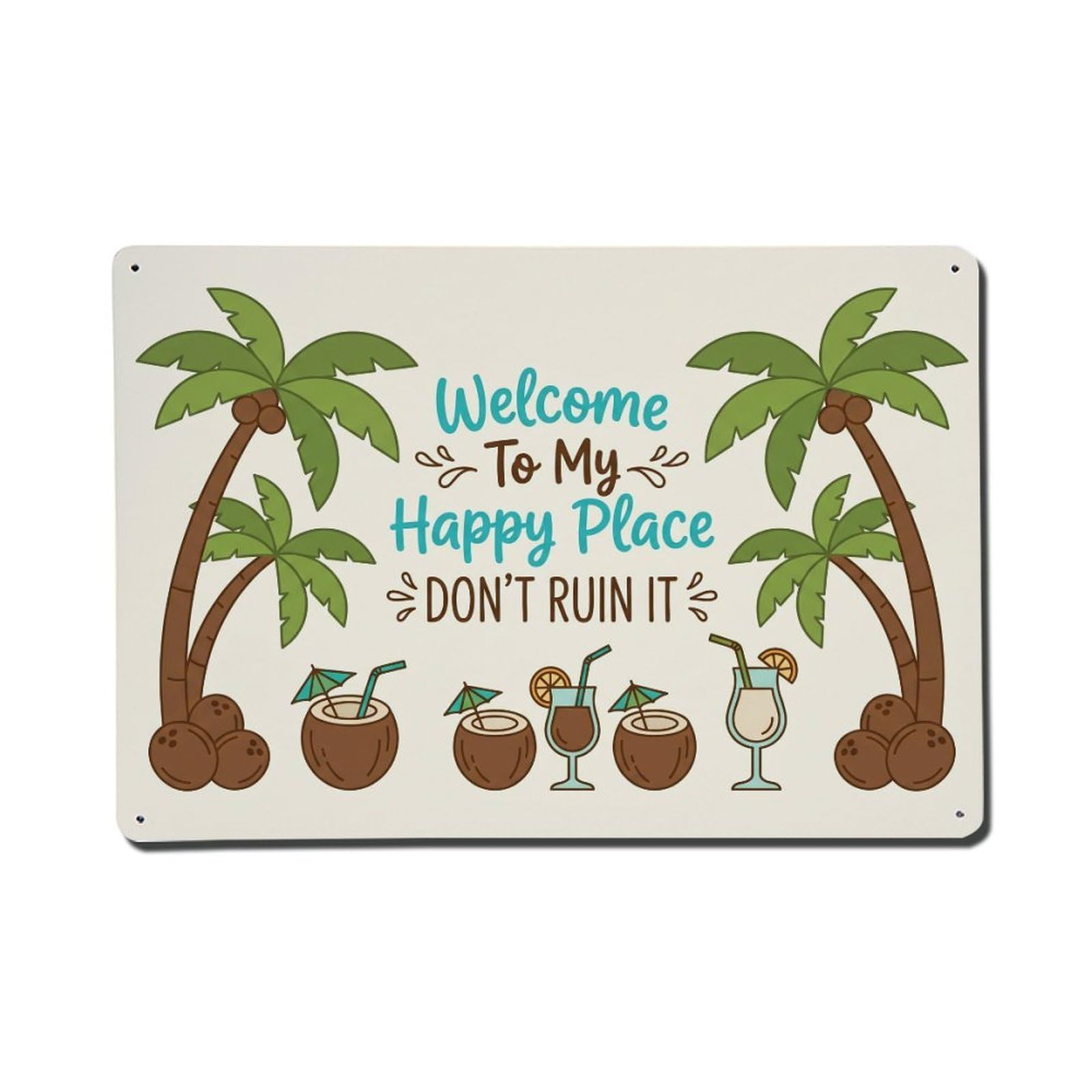 Tropical Coconut Beach Bar Humor Metal Tin Sign Plaque Wall Decor for Cafe, Club Bar, Office, Home Garden Metal Poster 8x12Inch