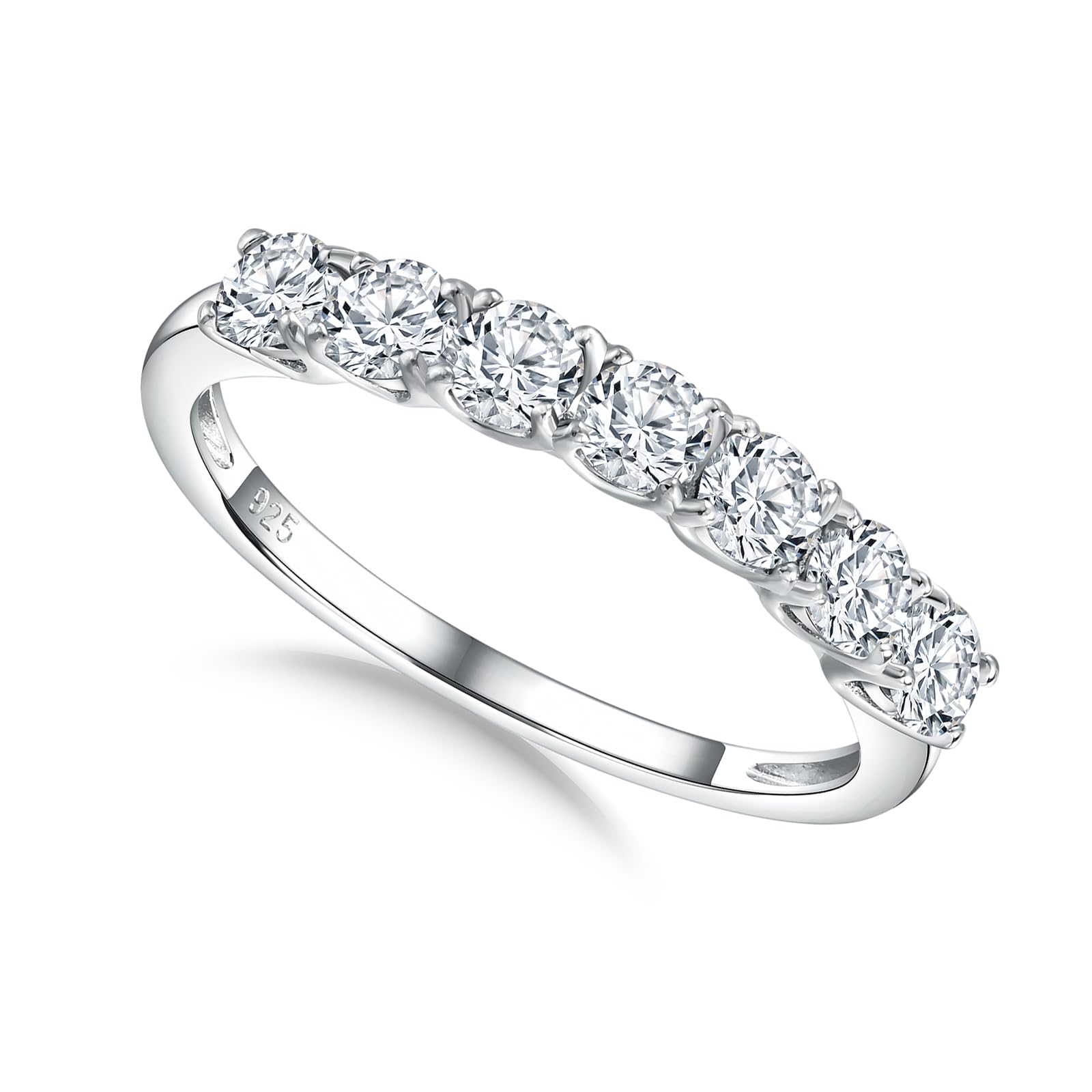 925 Sterling Silver Birthstone &amp; Cubic Zirconia Stackable Ring for Women