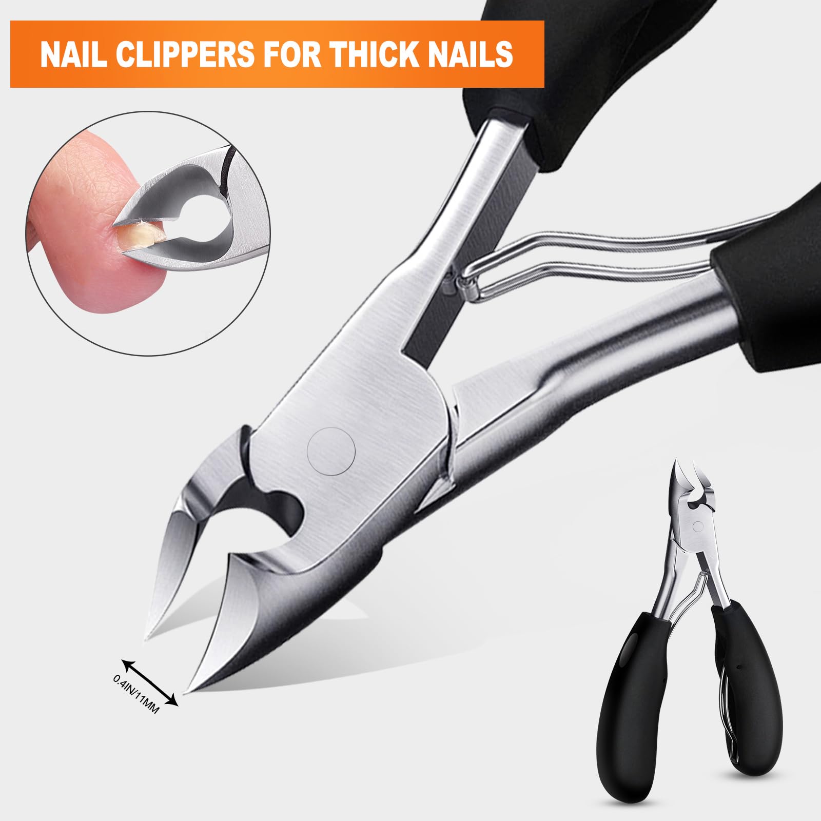 Zehennagelknipser für Senioren Dicke Zehennägel, Podologen Zehennagelzange Professionelle Nagelknipser Scharfe gebogene Klinge Ergonomischer Rutschfester Langer Griff Zehennagelknipser für