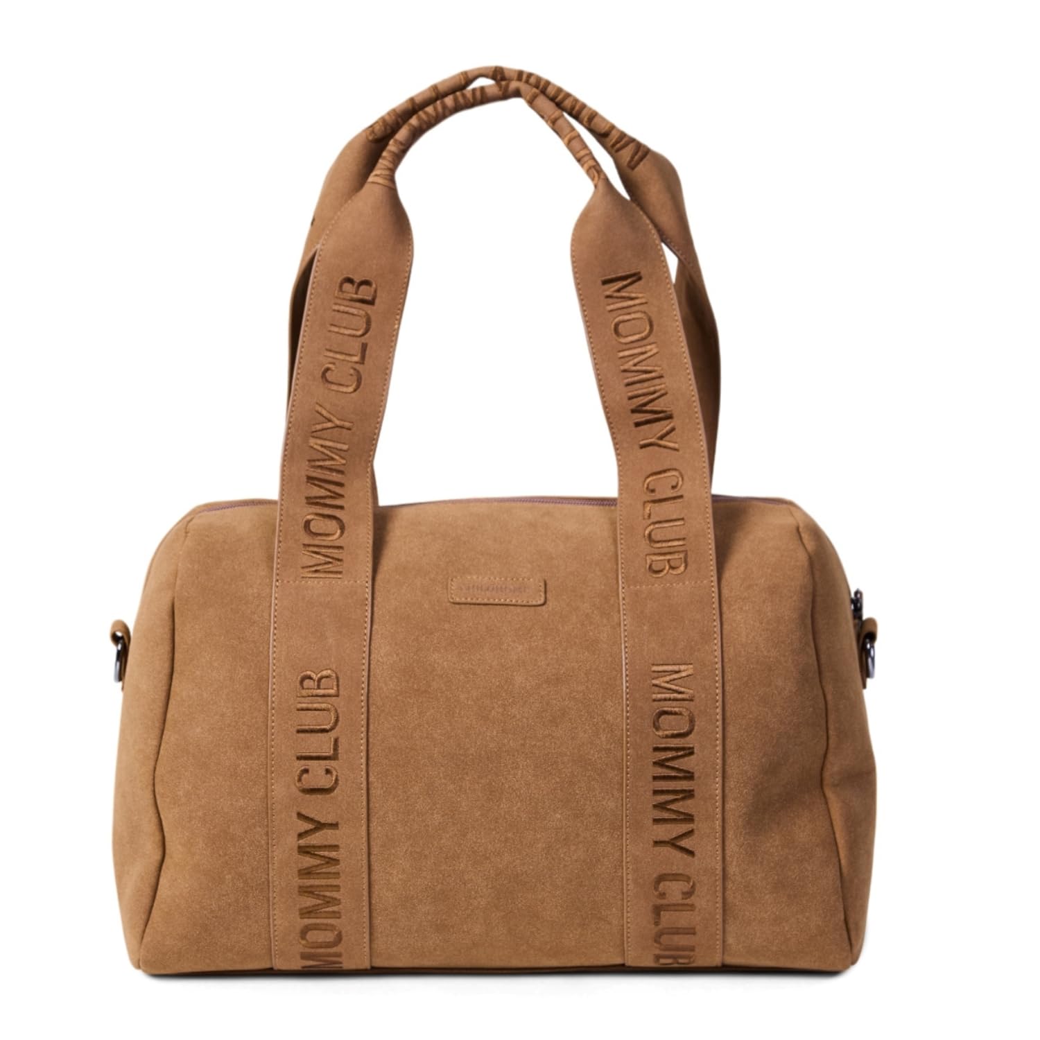 CHILDHOME, Borsa fasciatoio per neonati, Mommy Bag, Materassino fasciatoio incluso, Numerosi scomparti, Agganci per passeggino, Tracolla, Materiale scamosciato, 22 L, Mommy Club Signature, Nocciola