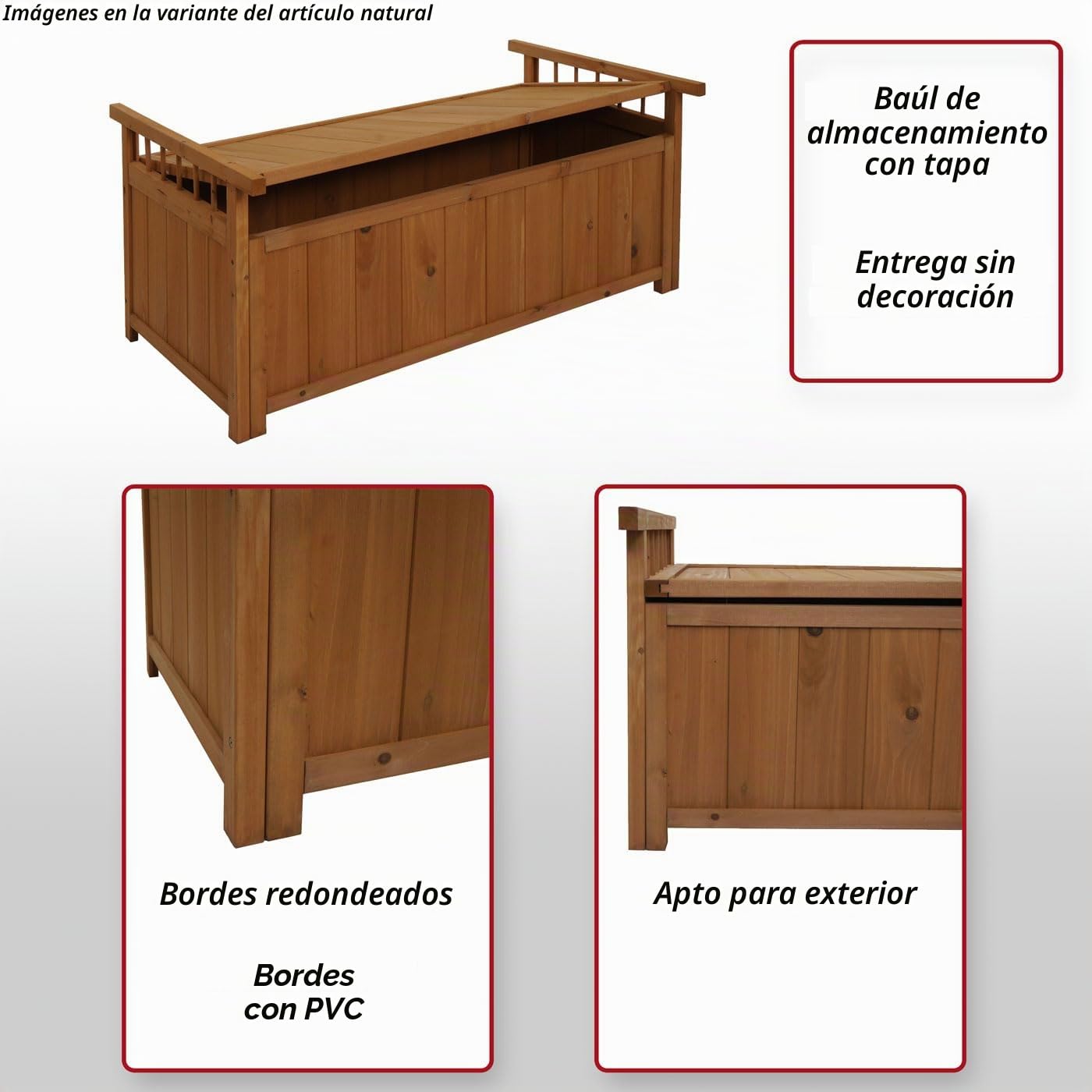 Mendler HWC-O13 - Baúl de jardín (madera de abeto, 53 x 108 x 60 cm), color gris